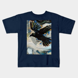 Black raven painting Kids T-Shirt